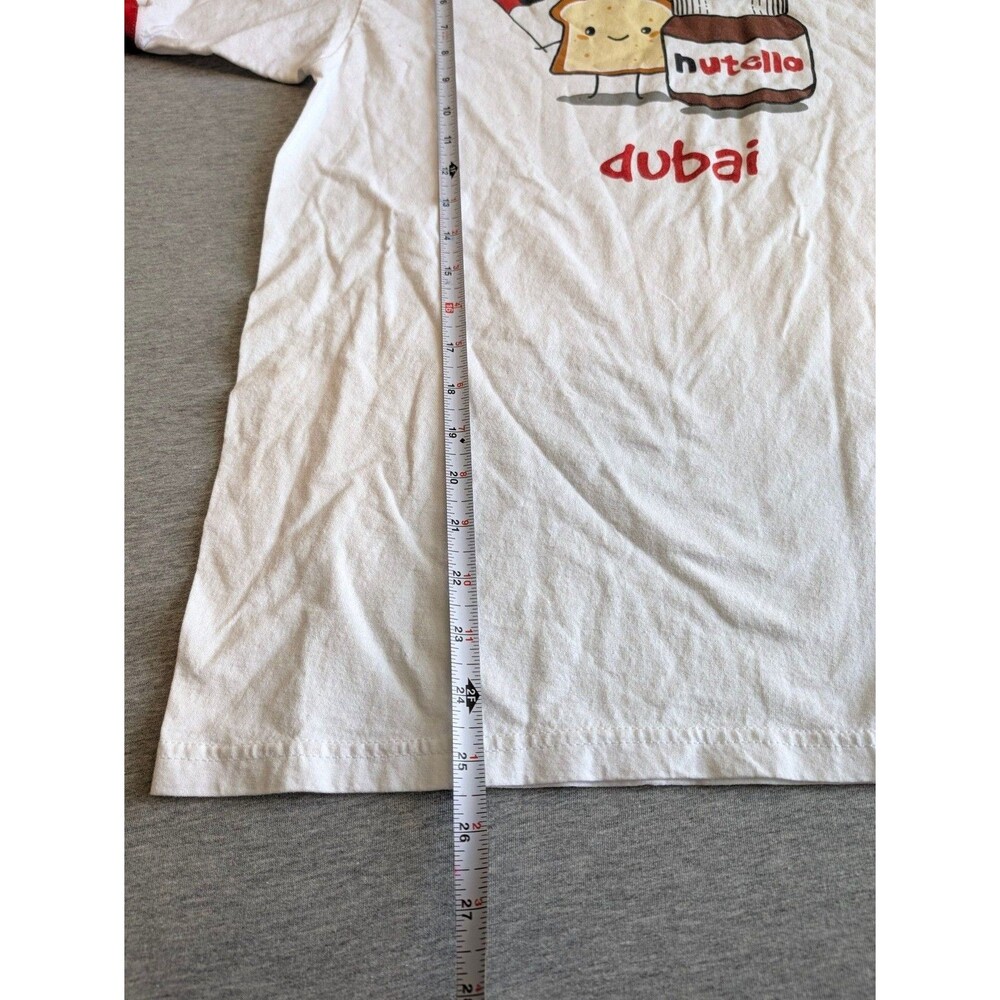 Fruit of the Loom Nutella Dubai T-Shirt Size L White Red Ringer - Picture 5 of 7